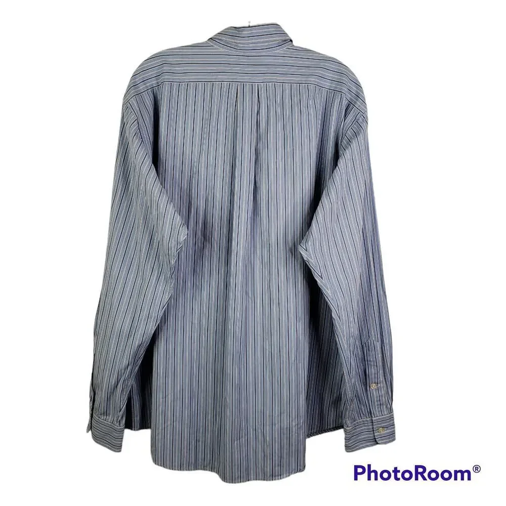 Polo Ralph Lauren Shirt Oxford Mens Size XL Stripe Button Down Long Sleeve Blue